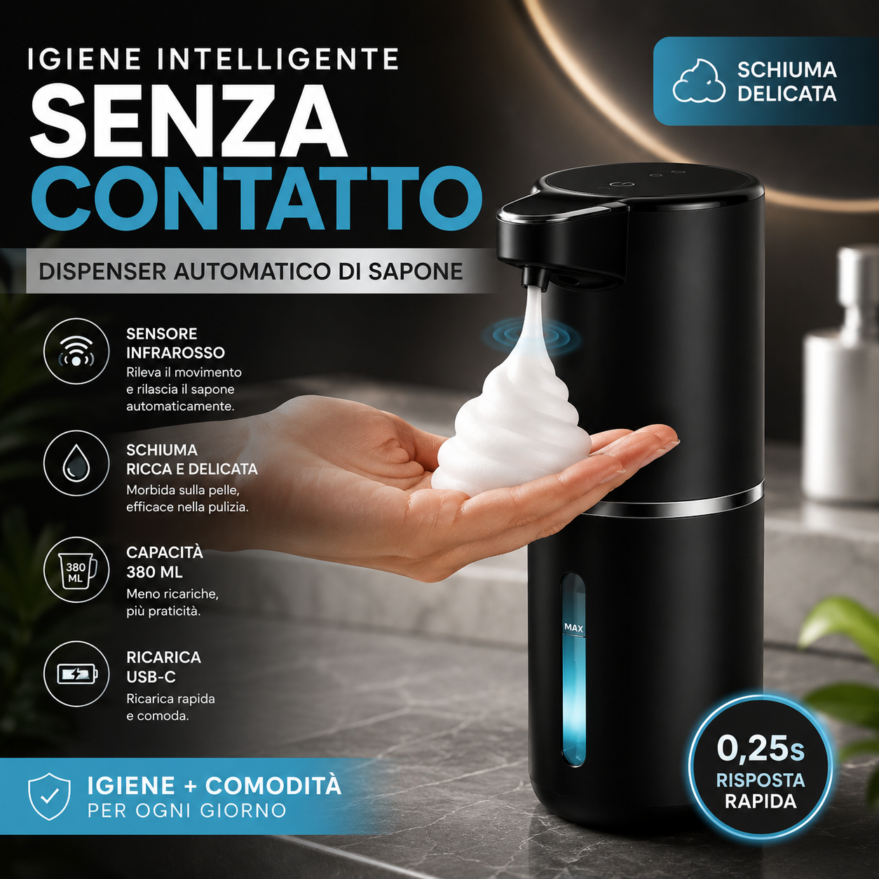 Peakline™ Dispenser Automatico di Sapone Schiumogeno