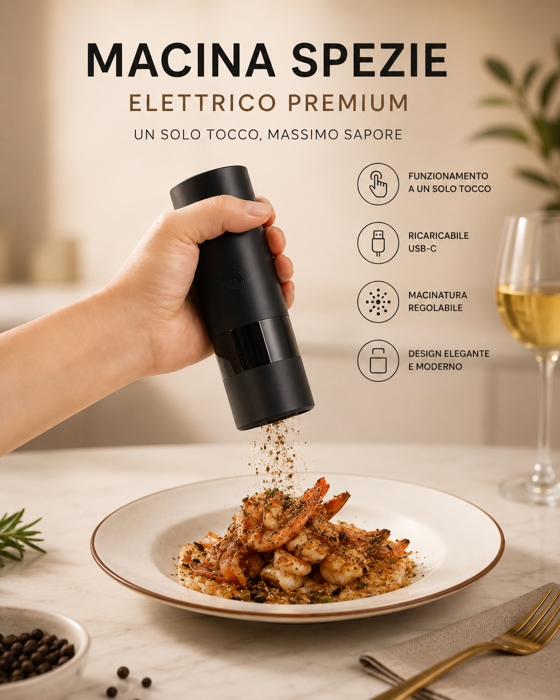 Peakline™ AromaMacina – Macina Spezie Elettrico USB