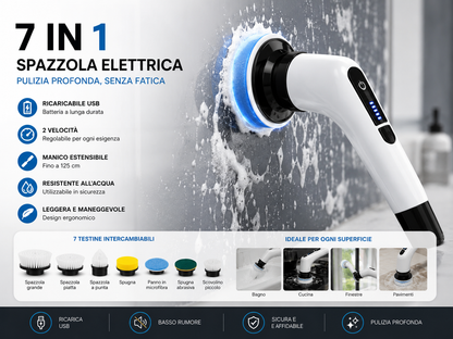Peakline™ CleanCasa Pro – Spazzola Elettrica 7 in 1