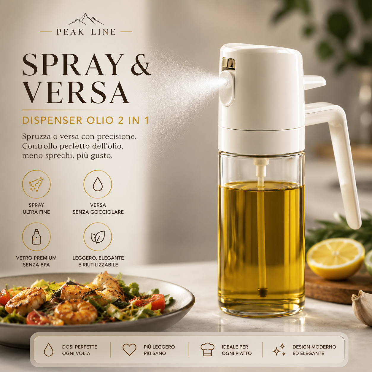 Peakline™ OlioPro – Spruzzatore Olio 2 in 1
