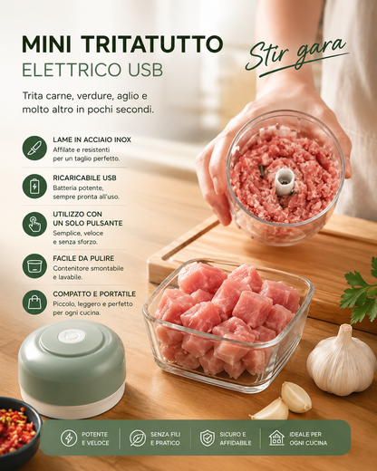 Peakline™ TritaChef Pro – Tritatutto Elettrico USB 250ML