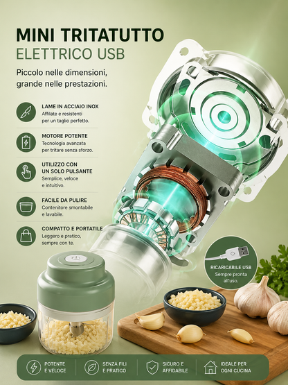 Peakline™ TritaChef Pro – Tritatutto Elettrico USB 250ML