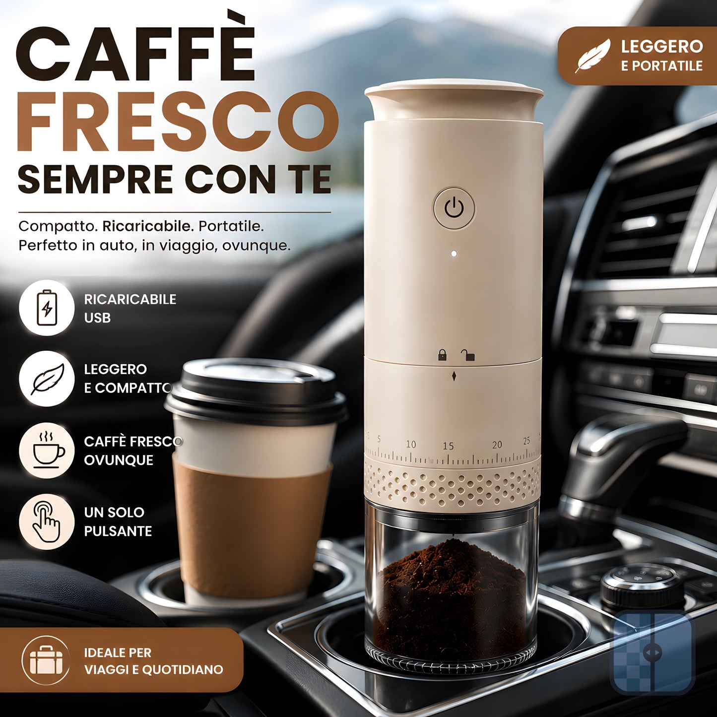 Peakline™ Macinacaffè USB Ricaricabile