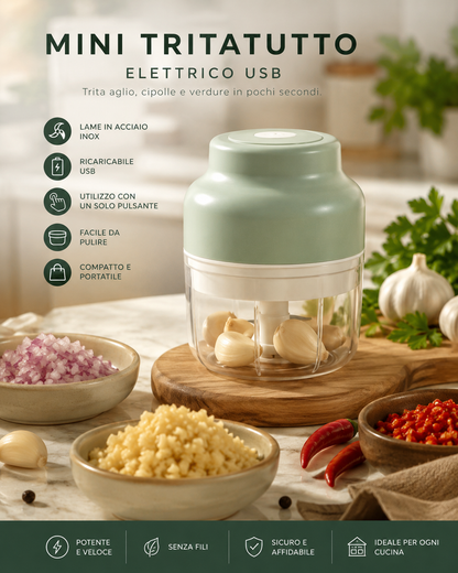 Peakline™ TritaChef Pro – Tritatutto Elettrico USB 250ML