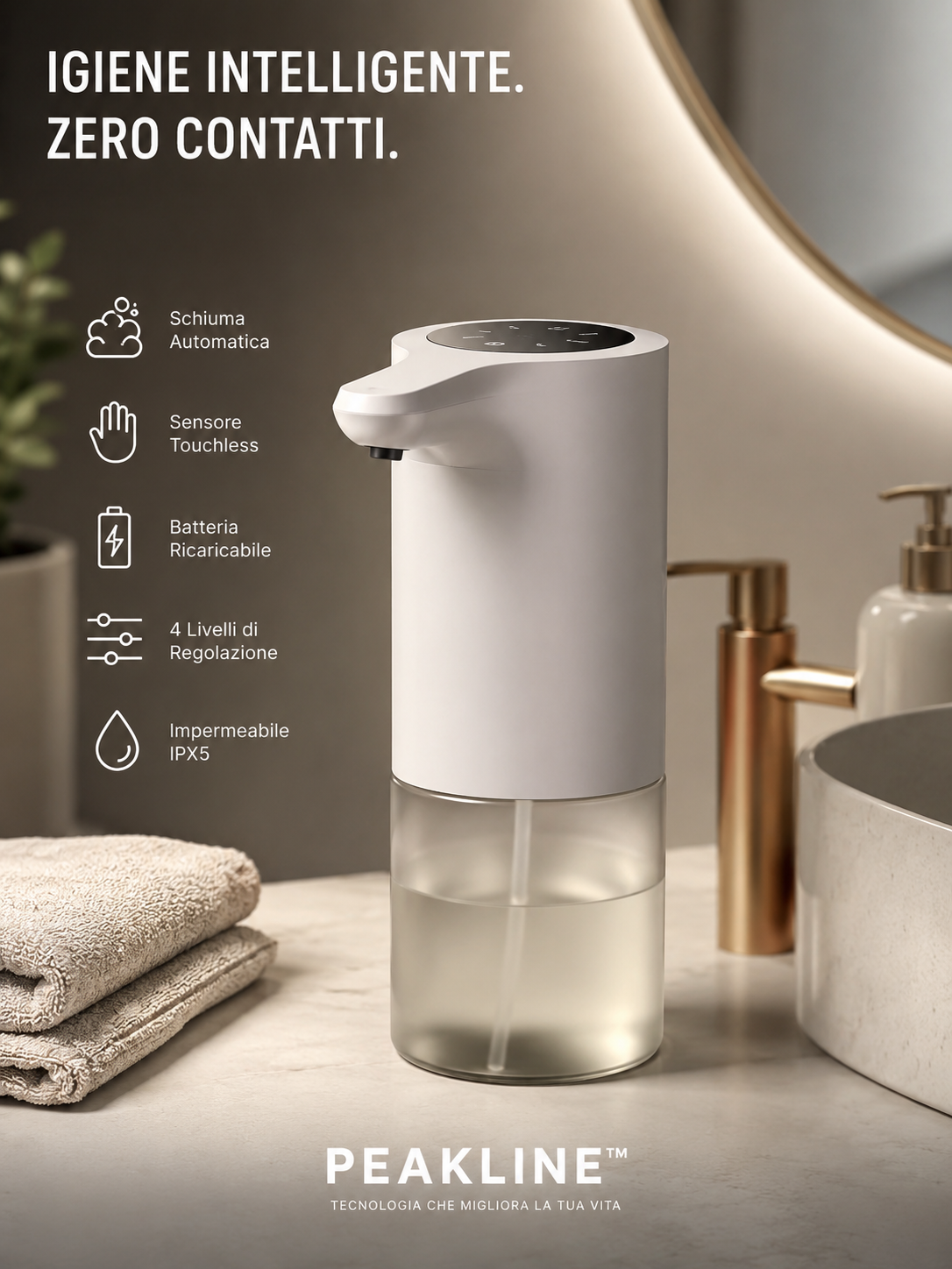 Peakline™ Dispenser Automatico di Sapone Schiumogeno
