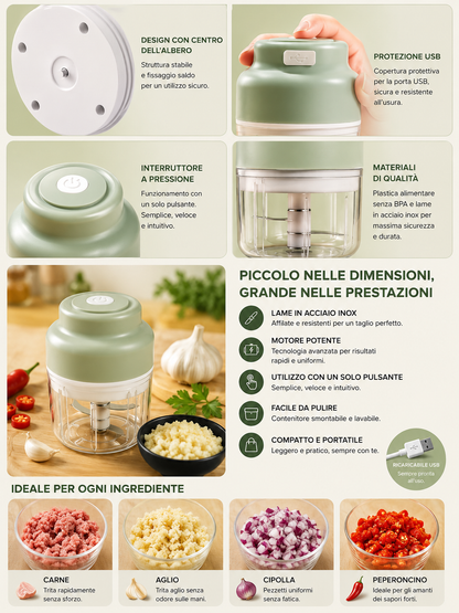 Peakline™ TritaChef Pro – Tritatutto Elettrico USB 250ML