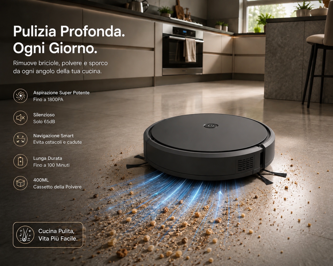 Peakline™ Robot Aspirapolvere Smart Ultra Slim 3 in 1