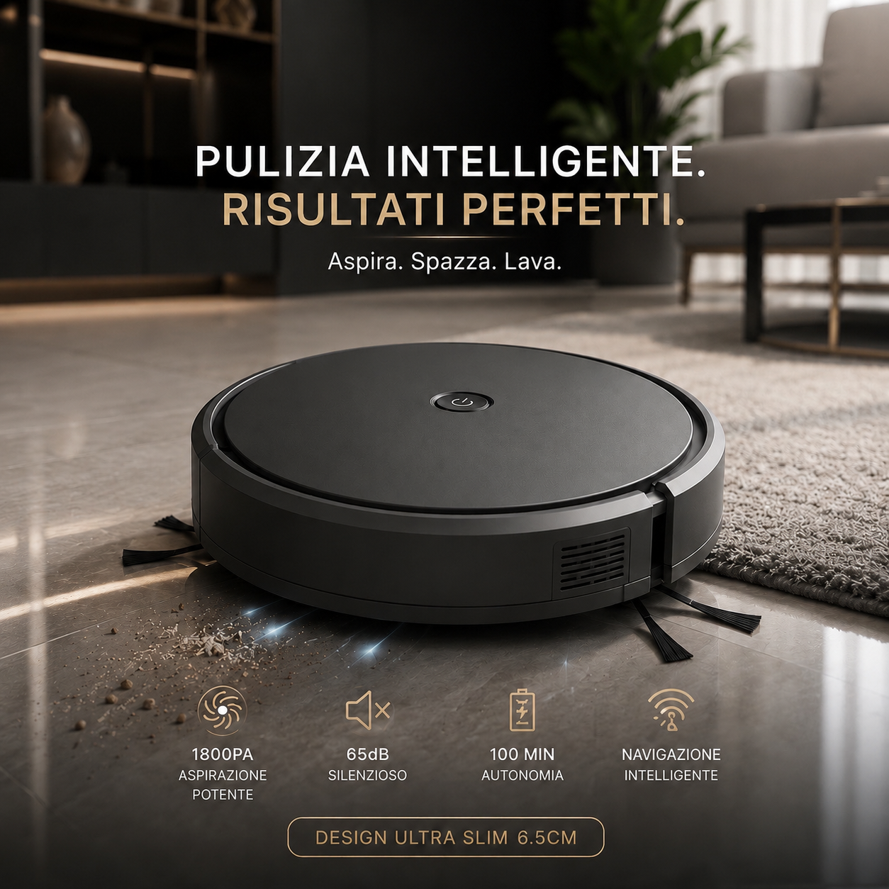 Peakline™ Robot Aspirapolvere Smart Ultra Slim 3 in 1